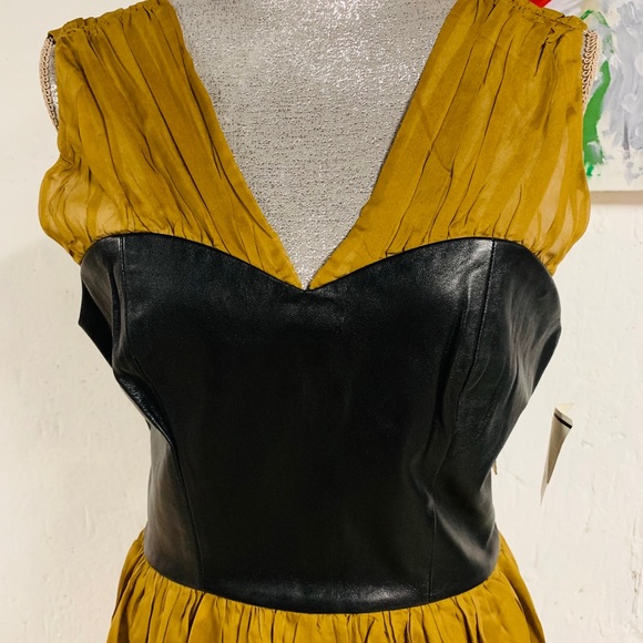One of a kind chiffon leather dress. - Picture 3 of 6